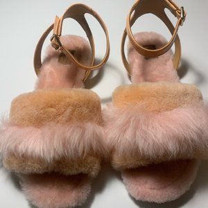 NEW UGG FLUFF FEST Flat Fur Sandals Sun Kissed SZ 9M$150.